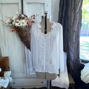 Lovestitch ivory poets smock blouse, size small
